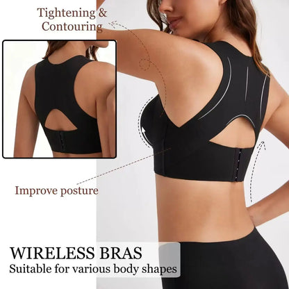 Posture Bra Wire-Free Bra, Women’S Breathable Mesh Wireless Top with Removable Pads Alternative, Activewear for Running and Gym Sessions Workout Bra, Training Bra, Push up Bra, Bras for Women Minimizer Bra, Jelly Bra,Gentle Support, Yoga Fitness