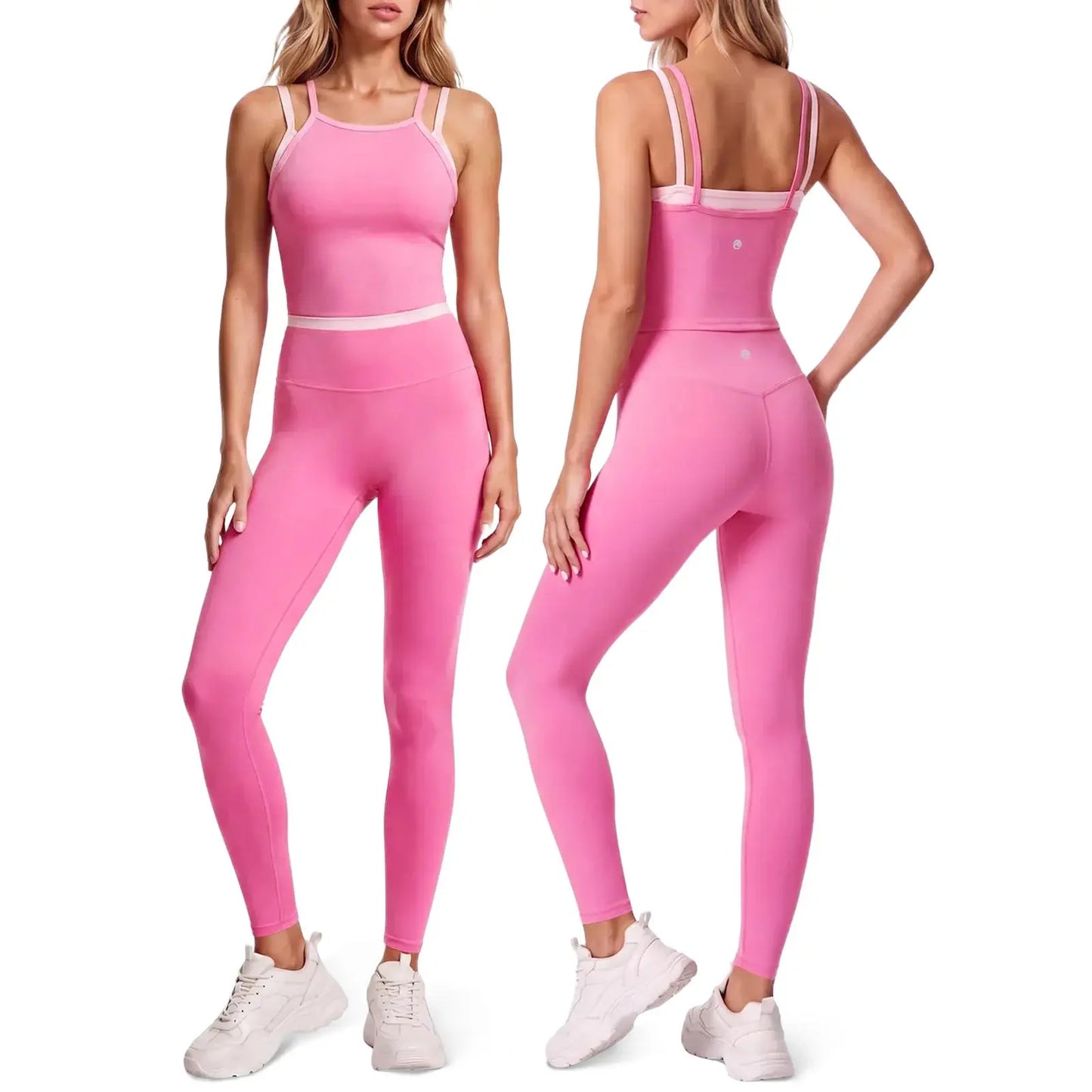 Aoysky Women'S 2-Piece High Elastic Activewear Workout Set - Padded Sleeveless Camisole Tank Top, High Waisted Fitted Leggings, Quick Dry Gymswear for Fitness Training, Yoga, 2 Piece Sets
