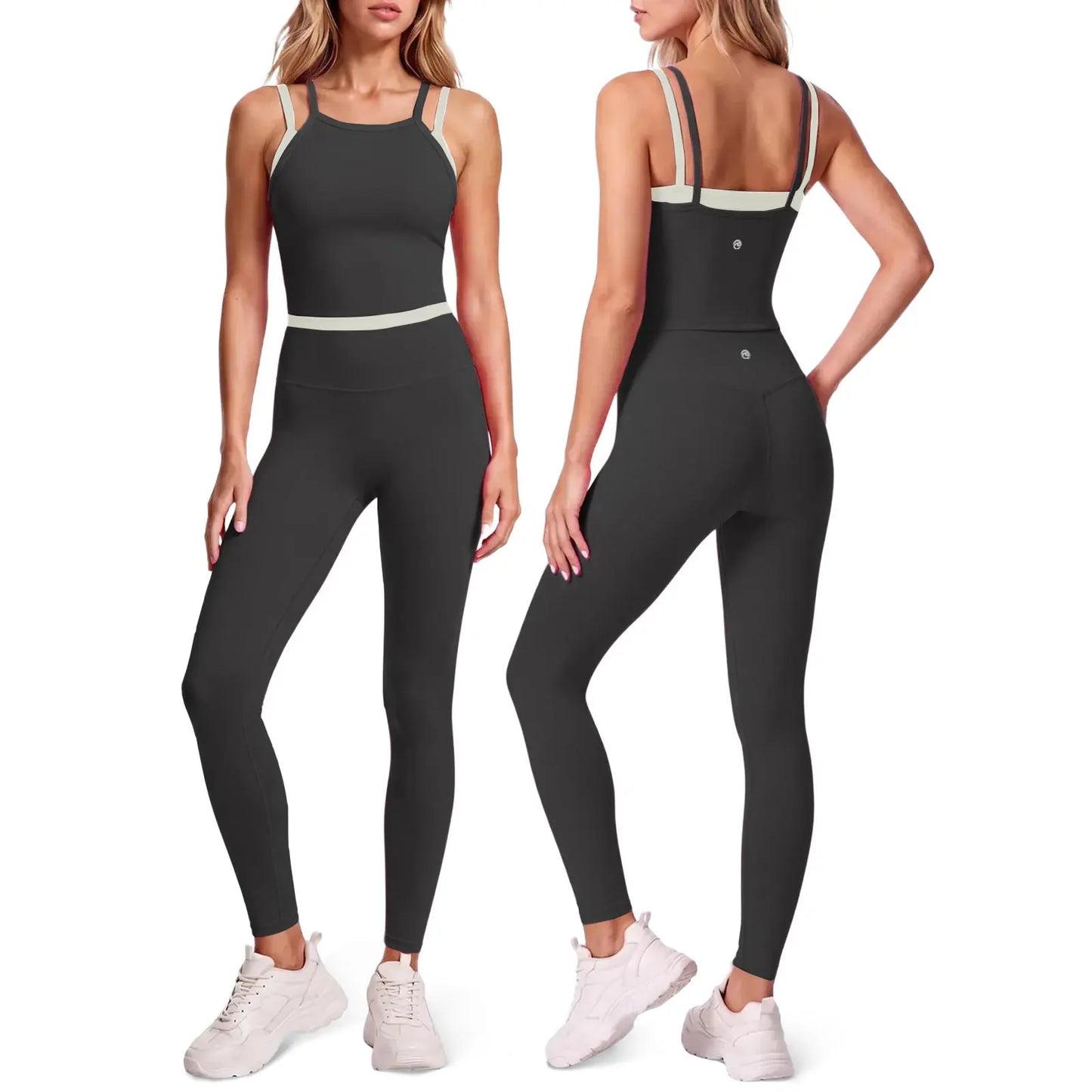 Aoysky Women'S 2-Piece High Elastic Activewear Workout Set - Padded Sleeveless Camisole Tank Top, High Waisted Fitted Leggings, Quick Dry Gymswear for Fitness Training, Yoga, 2 Piece Sets