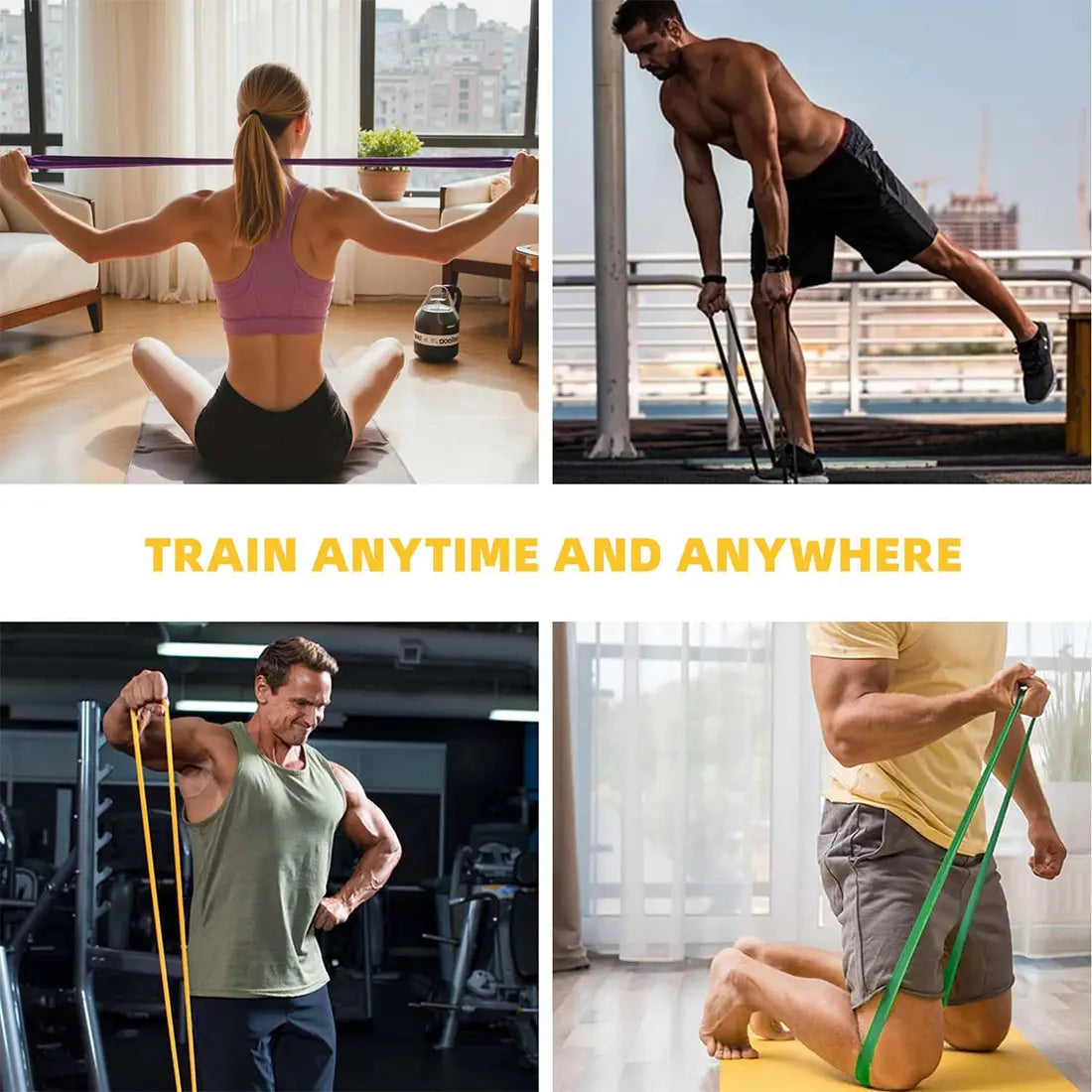 Exercise Bands，Set of 6 Resistance Bands for Working Out,Pull up Bands Set,At Home Workout Equipment,Instruction Guide and Carry Bag Included, Fitness Training Band, Home Gym Gear