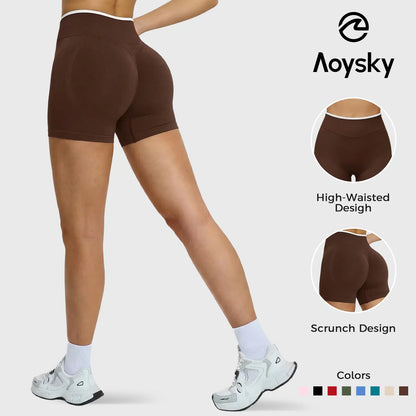 Aoysky Womens Workout Shorts 4.1" Scrunch Butt Biker Shorts High Waisted Yoga Gym Running Booty Shorts, Skinny Biker Shorts, Women'S Fashion, Scrunched Shorts