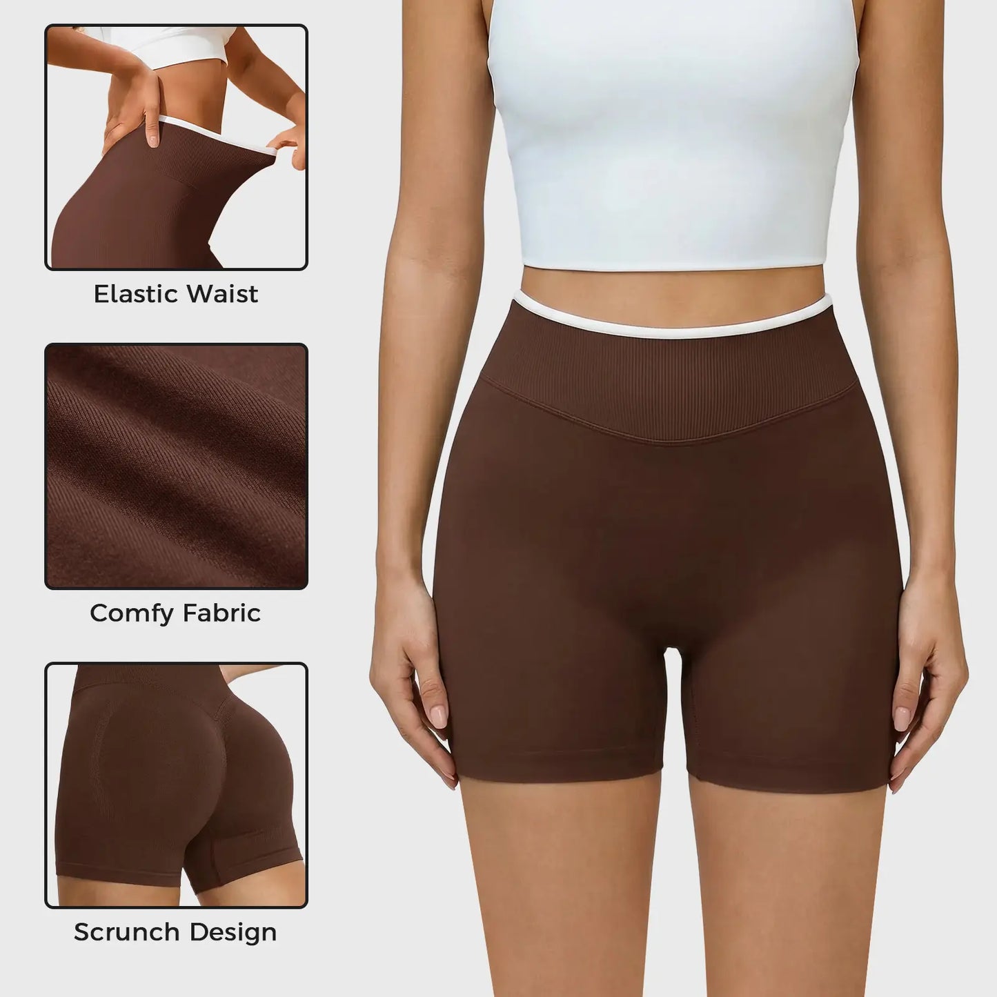 Aoysky Womens Workout Shorts 4.1" Scrunch Butt Biker Shorts High Waisted Yoga Gym Running Booty Shorts, Skinny Biker Shorts, Women'S Fashion, Scrunched Shorts
